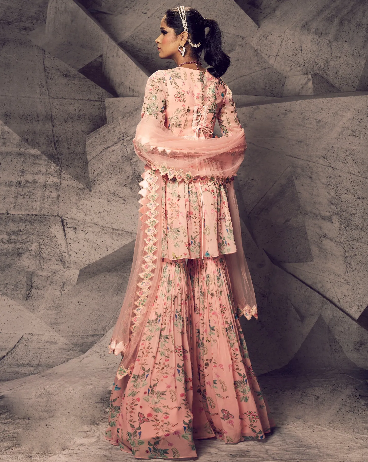 The Pink Floral Peplum Suit