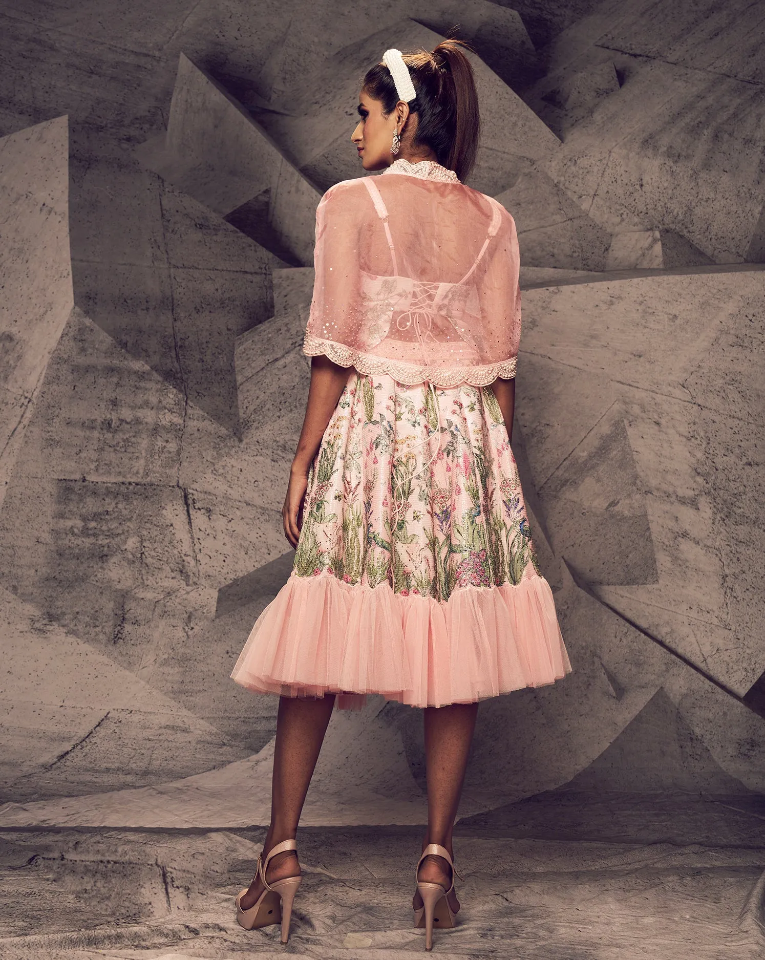 The Pink Floral Short Lehenga