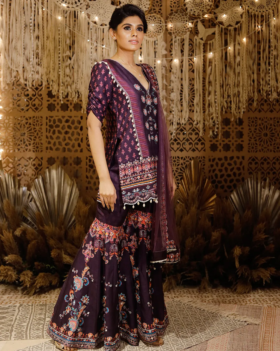 The Purple Sharara Set