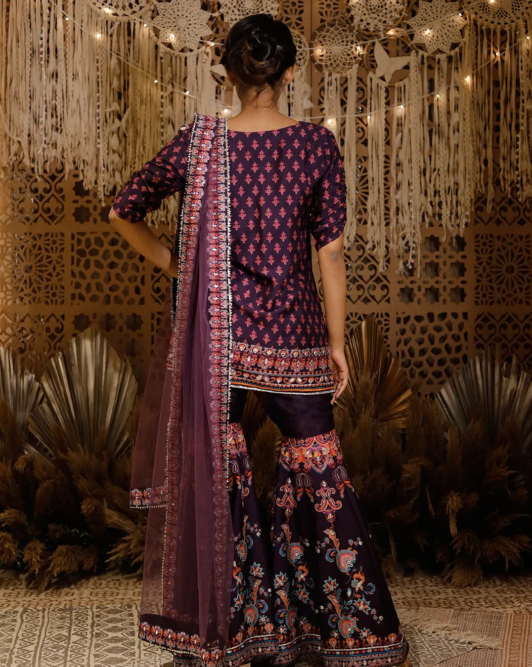 The Purple Sharara Set