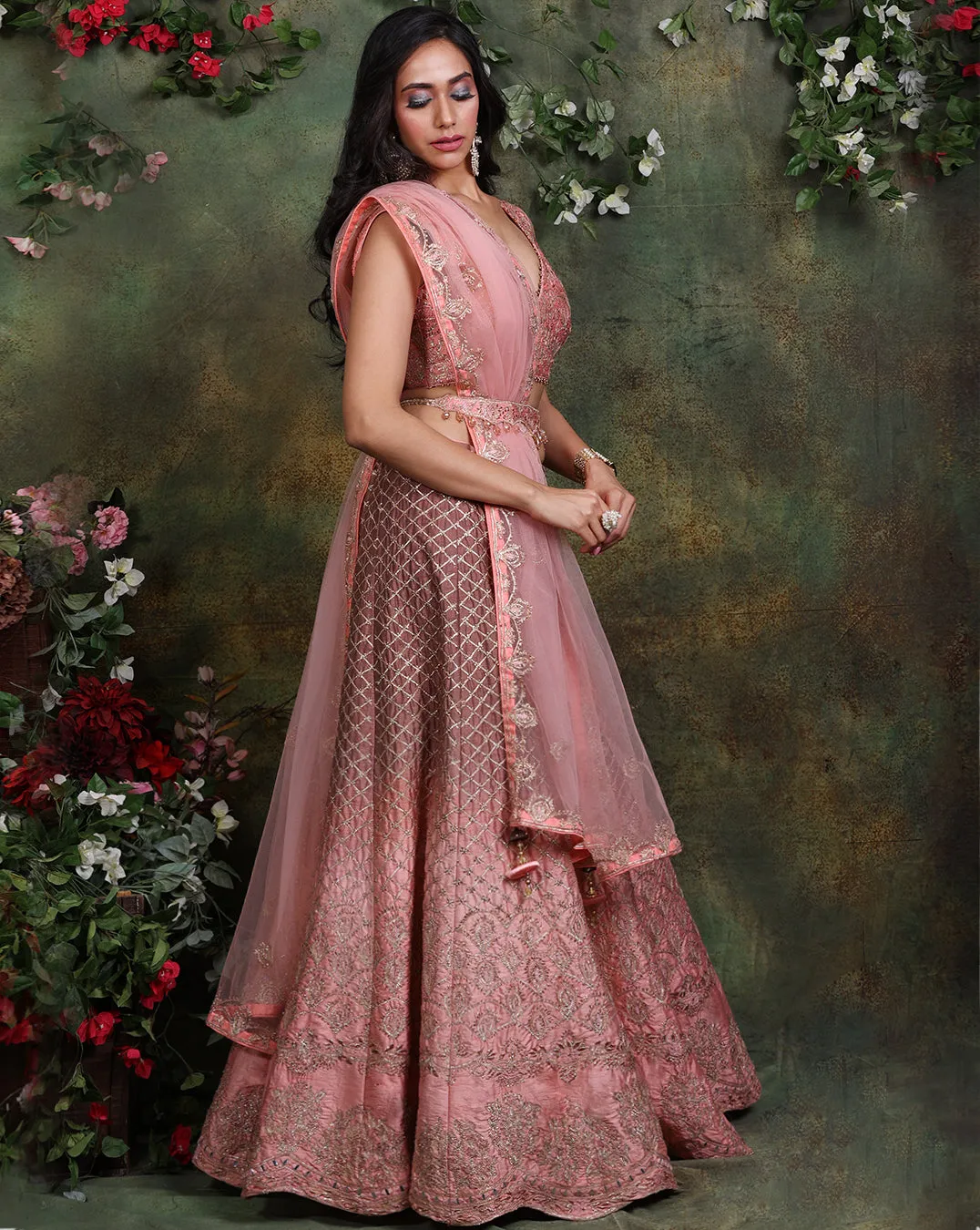 The Salmon Ombre Lehenga