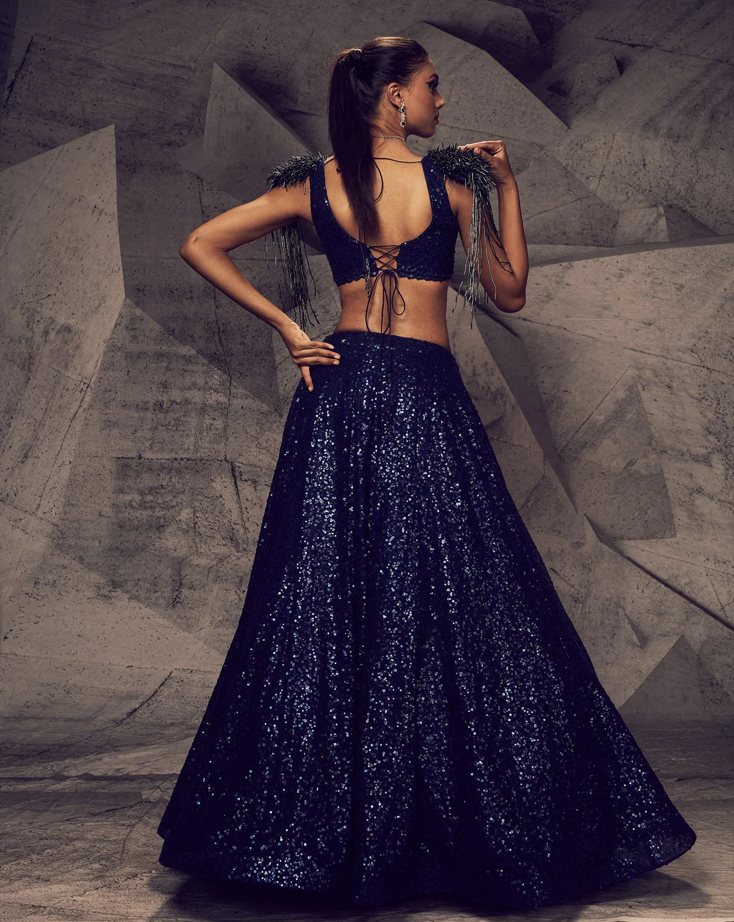 The Shimmering Blue Lehenga