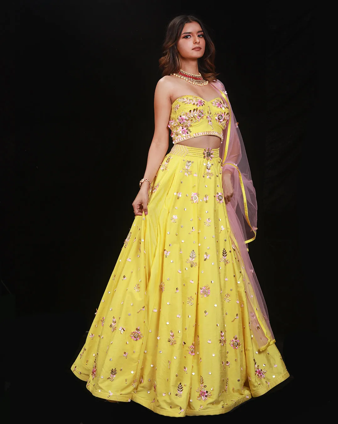The Yellow Floral Lehenga