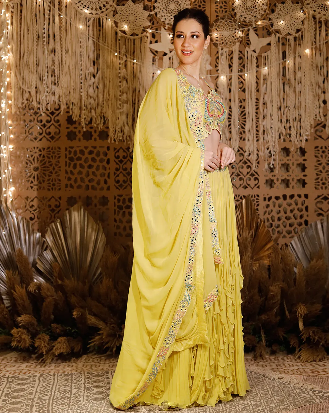 The Yellow frill Lehenga