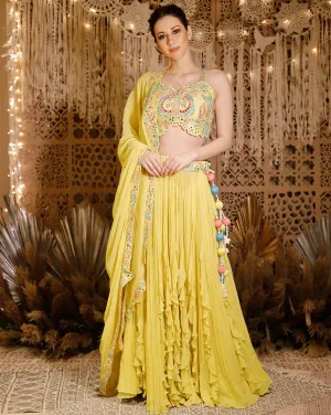 The Yellow frill Lehenga
