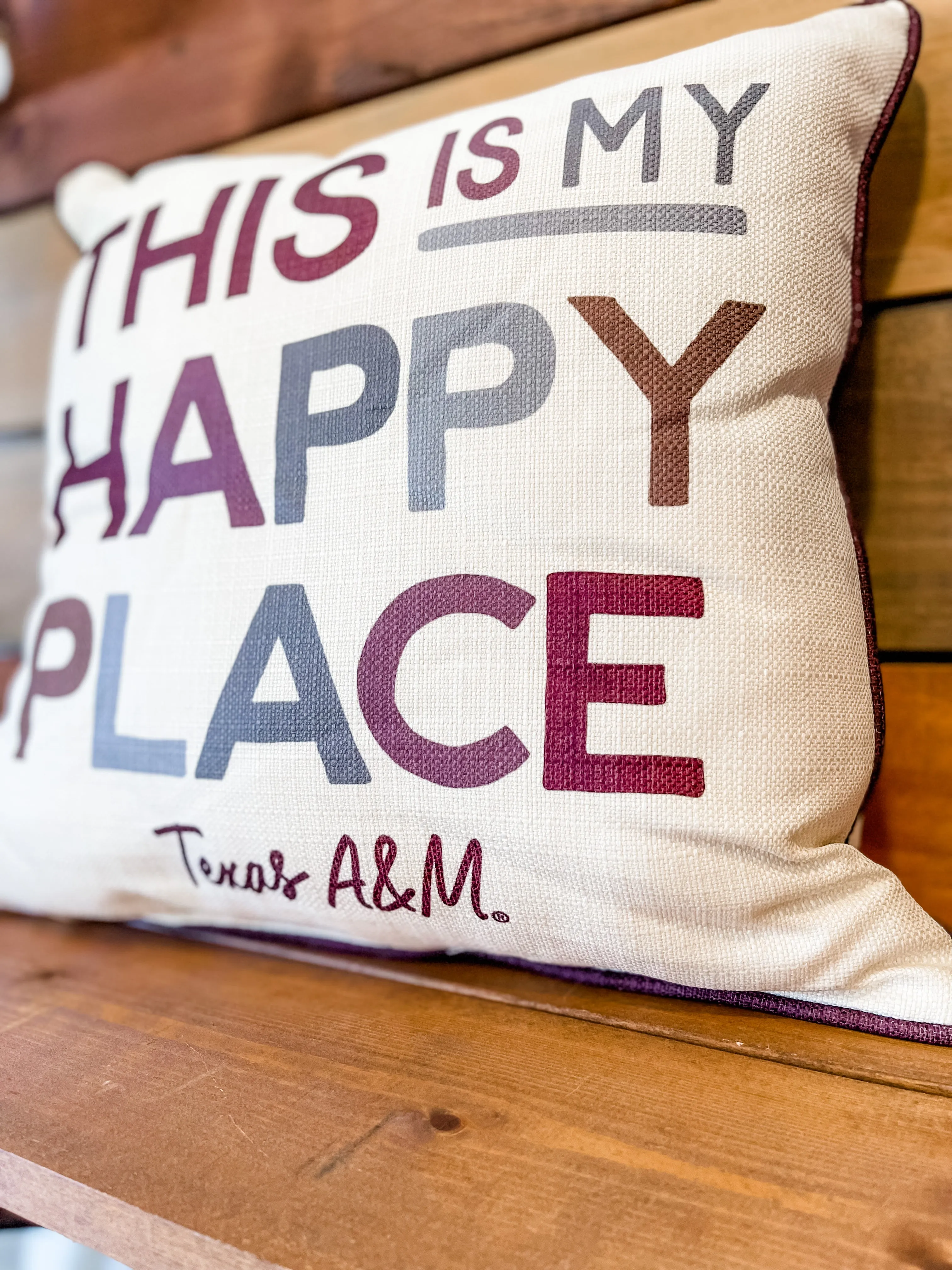 This Is My Happy Place Pillow   Piping || Texas A&M
