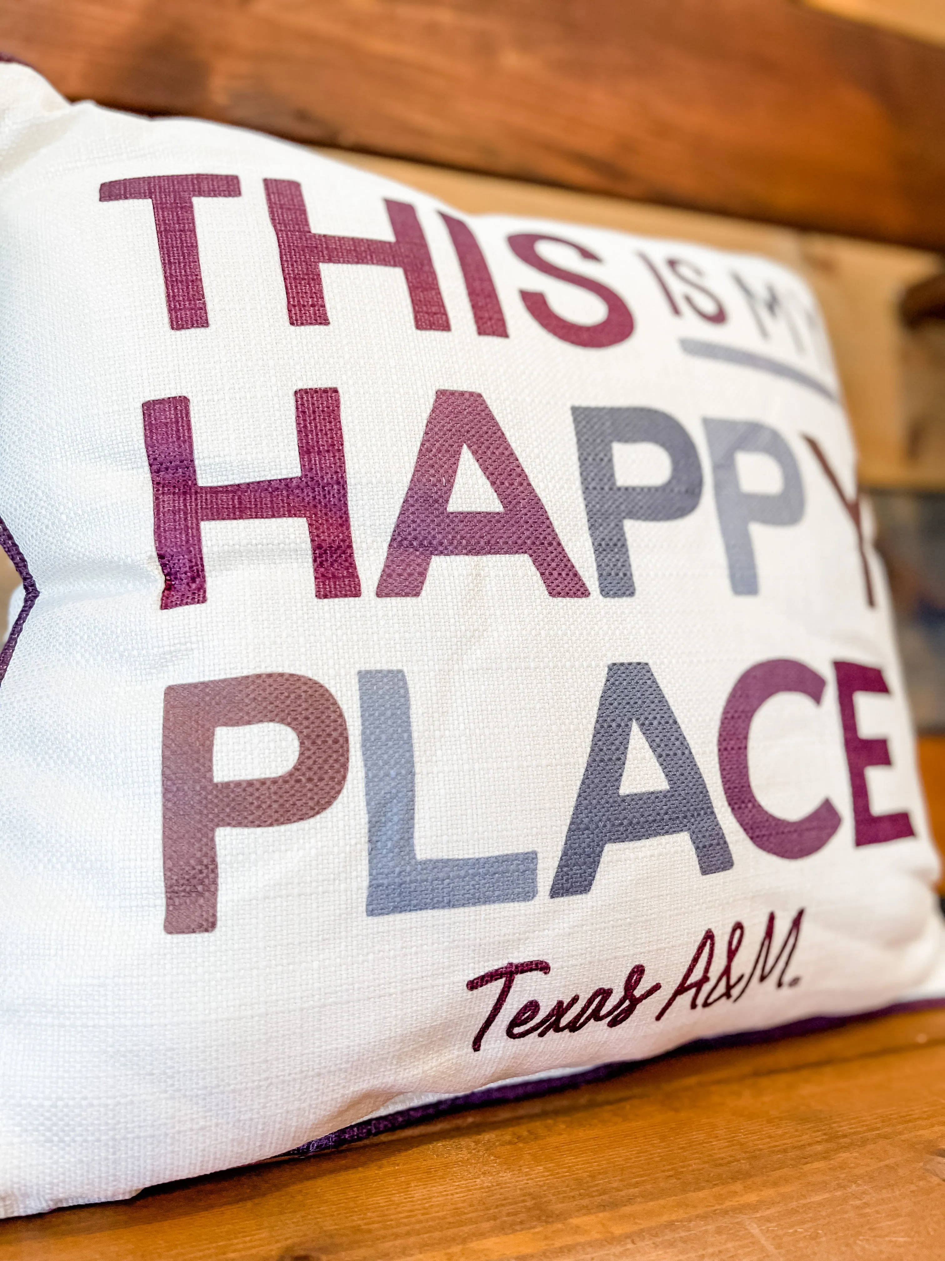This Is My Happy Place Pillow   Piping || Texas A&M