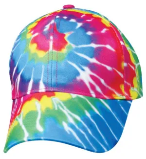 Tie Dye Cap 1960s Tye Die Hippie Hat Fun Woodstock Rainbow Hippy 60s Colorful Hi-Vis