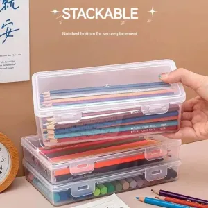 Transparent PP Pencil Case - Durable School Stationery Storage Box