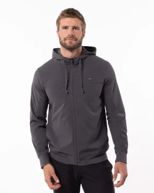 TRAVIS MATHEW MEN'S WANDERLUST FULL ZIP JACKET - GREY PINSTRIPE