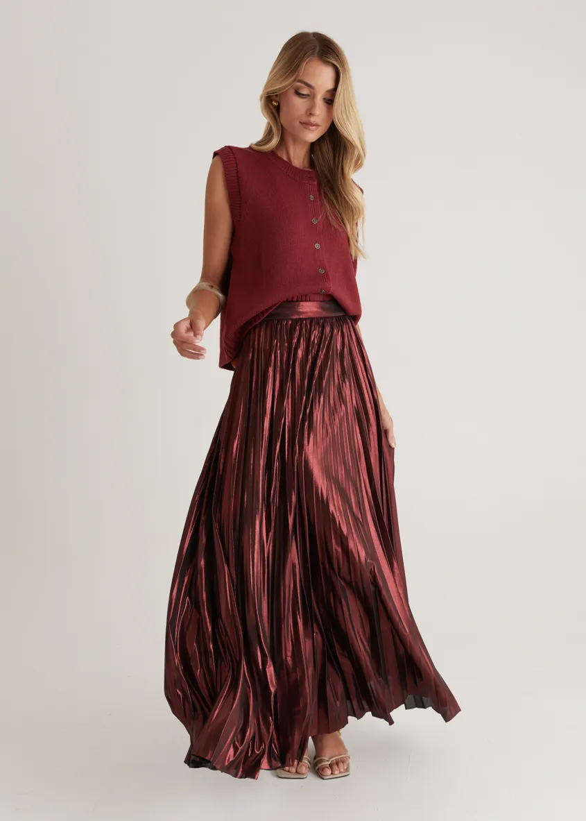 Twilight Midi Skirt - Burgundy