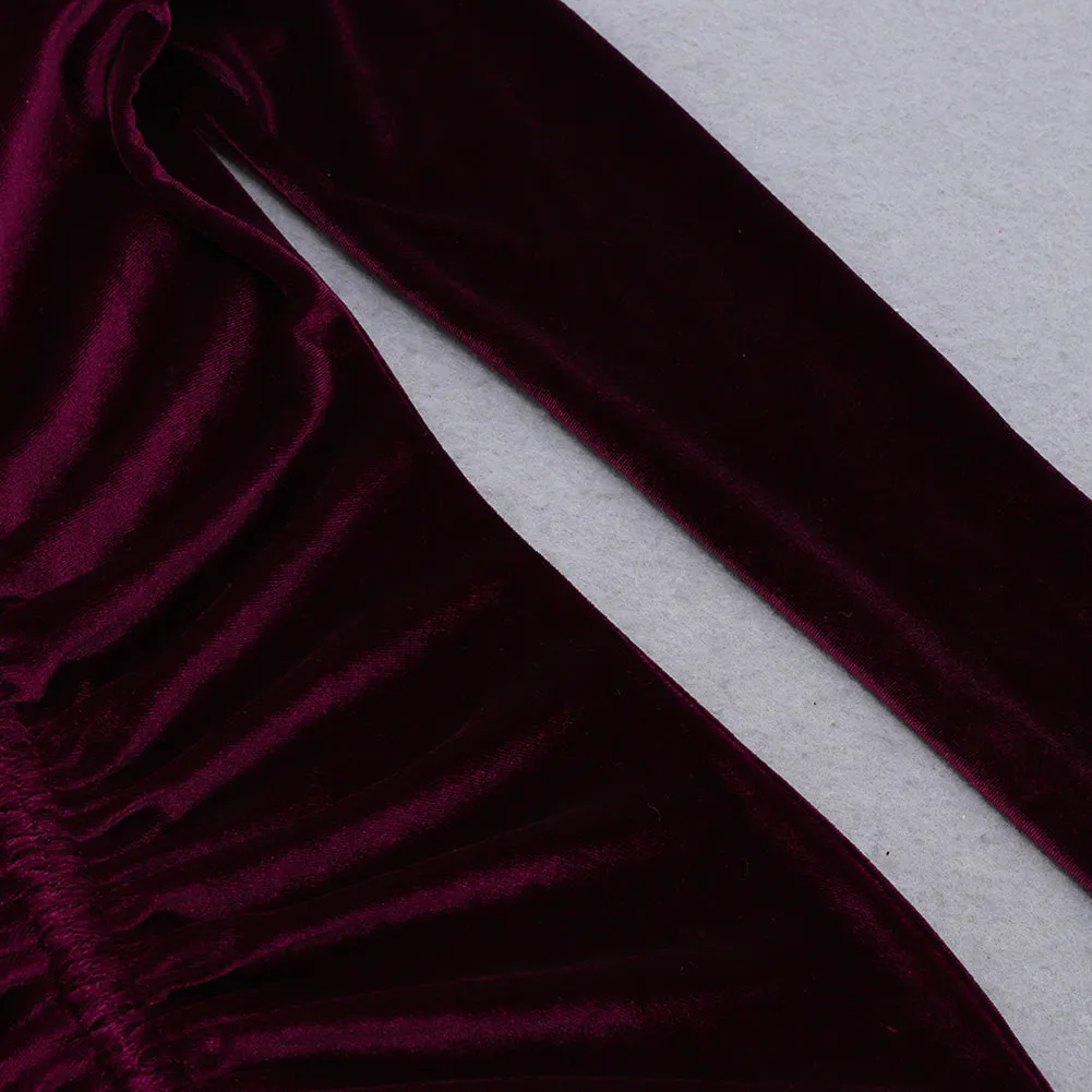 V Neck Long Sleeve Wrinkled Mini Bodycon Dress