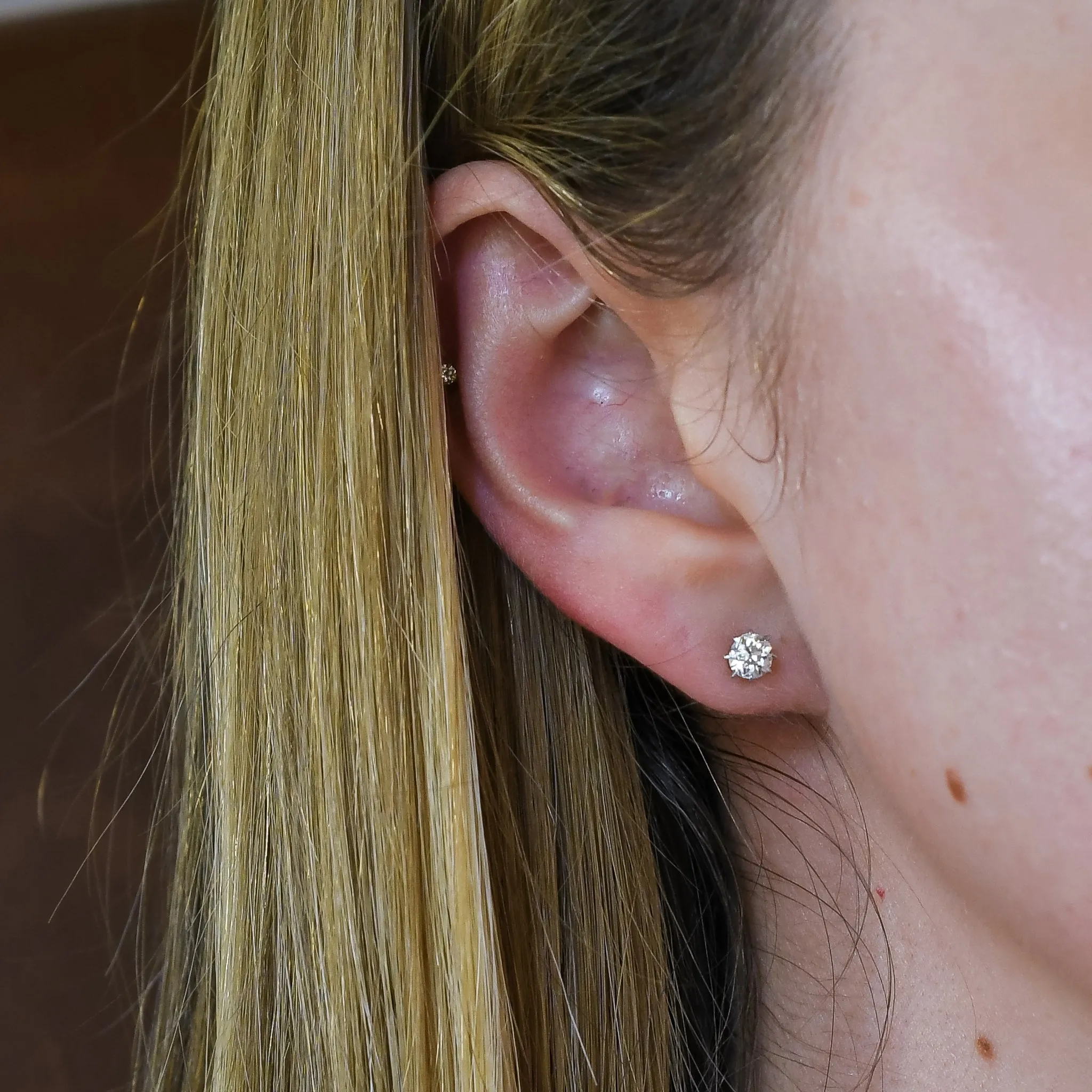 Victorian Old Cut Diamond Stud Earrings