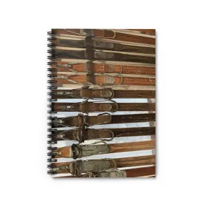 Vintage Wooden Skis - Spiral Notebook