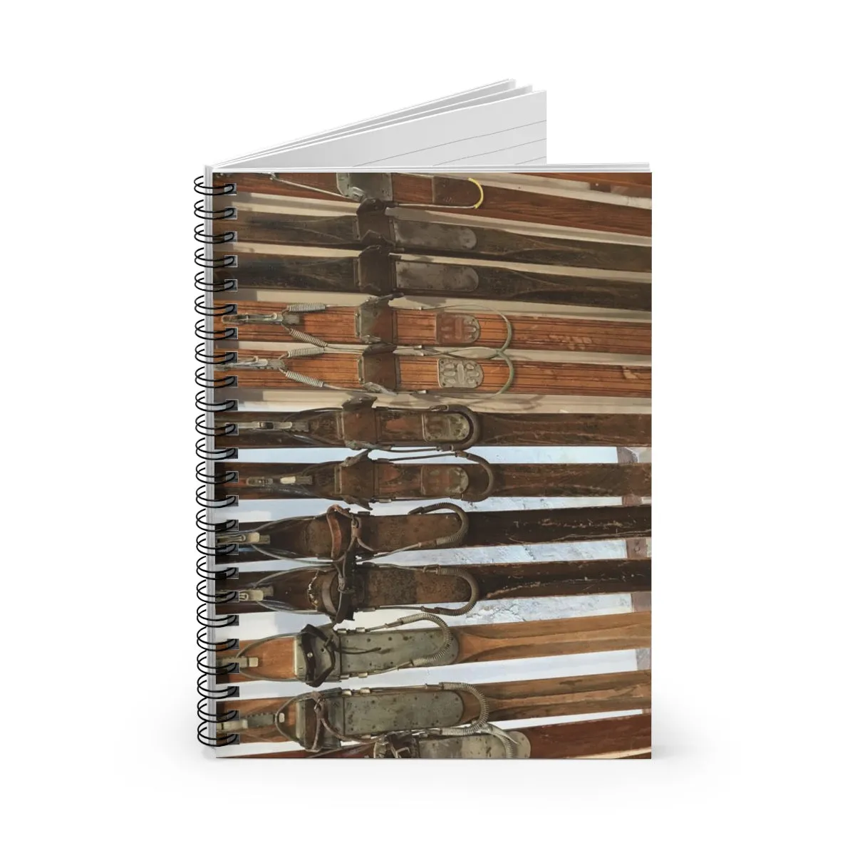 Vintage Wooden Skis - Spiral Notebook