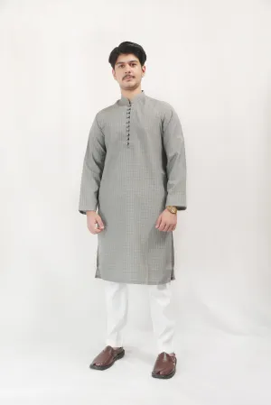 Wash N Wear Fashion Work Shalwar Kameez - Gray/White