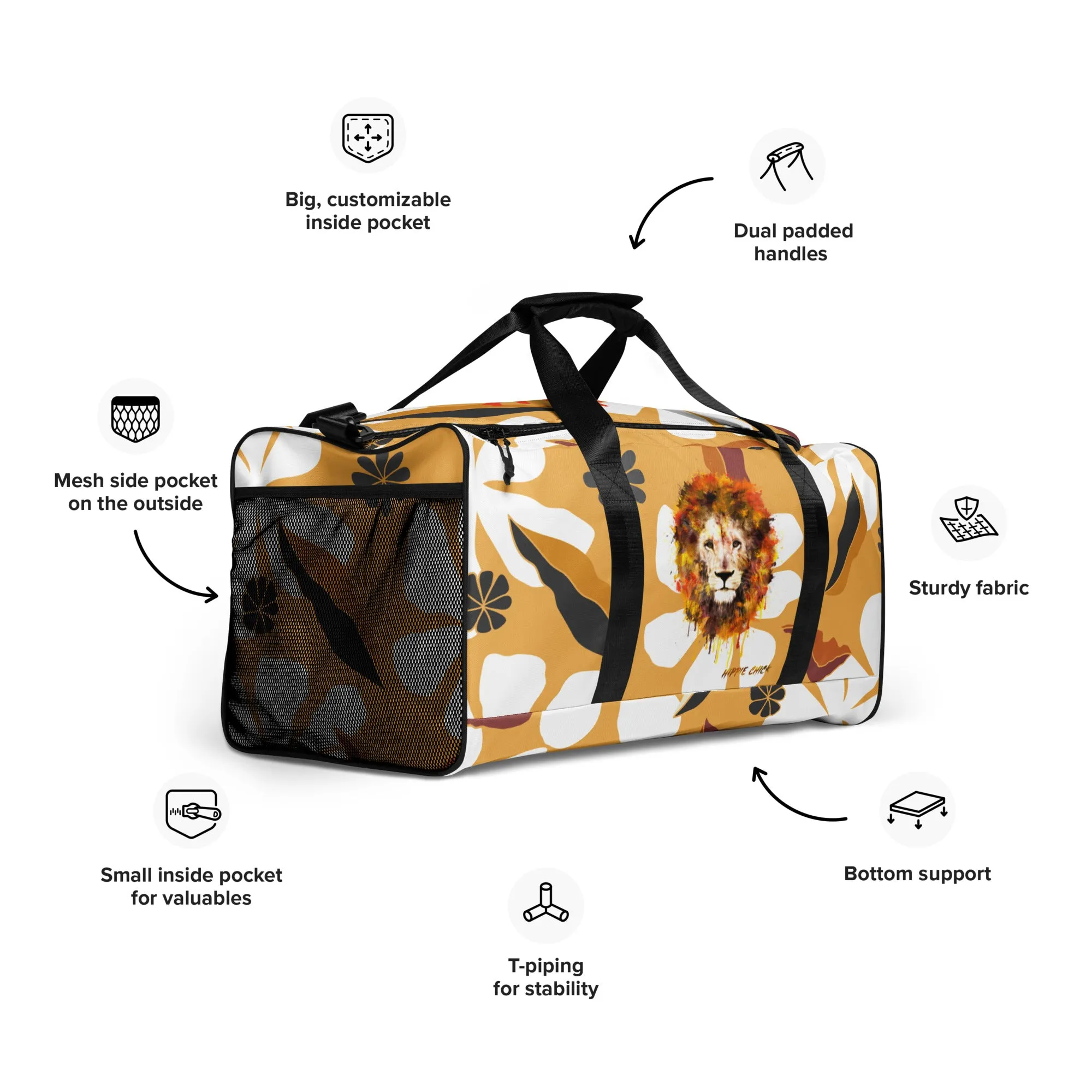 White Flowers Duffle Bag - OG Hippie Chick
