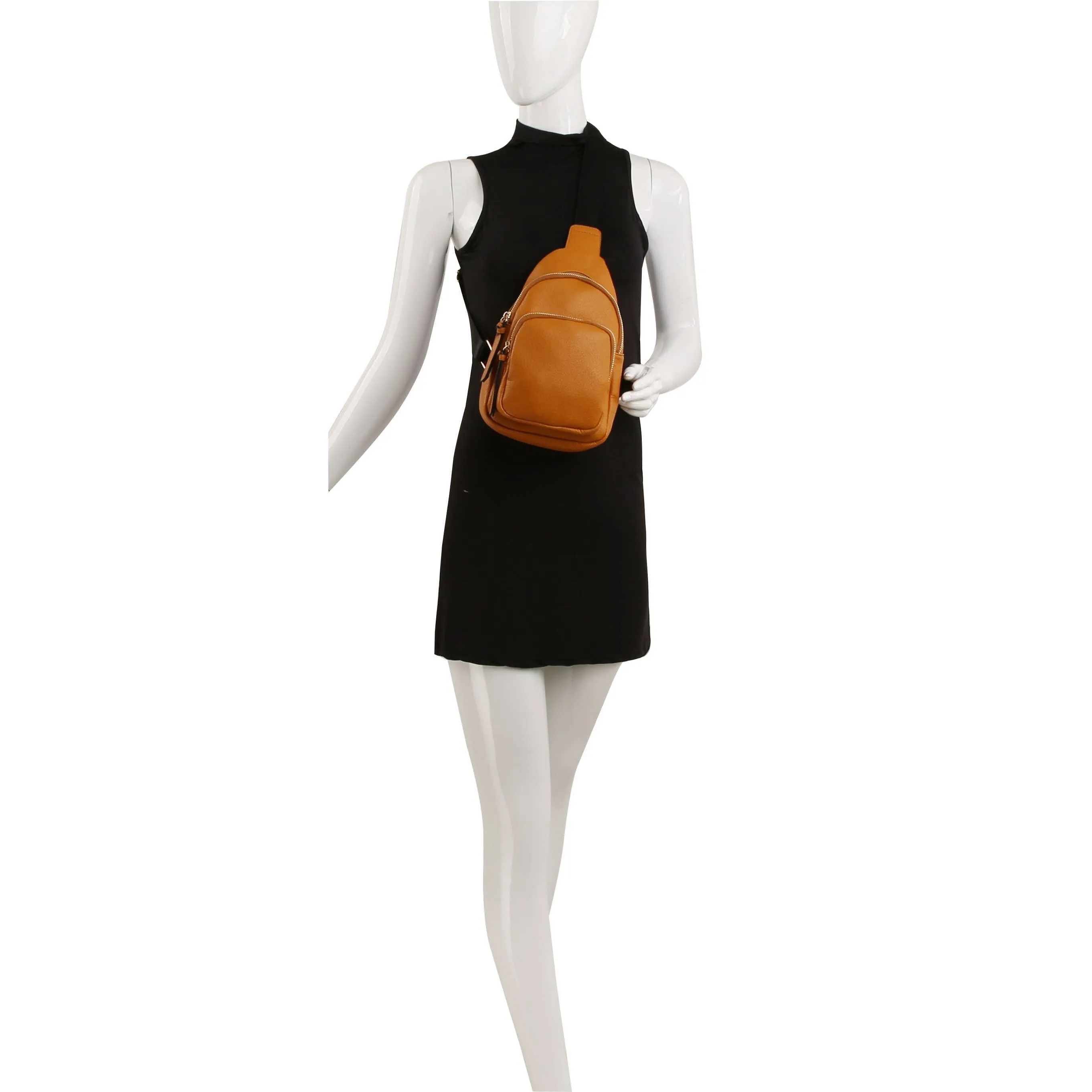 Women Sling Crossbody Bag - Cognac