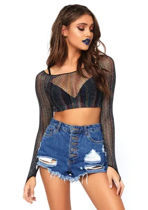 Women's Rainbow Lurex Glitter Long Sleeve