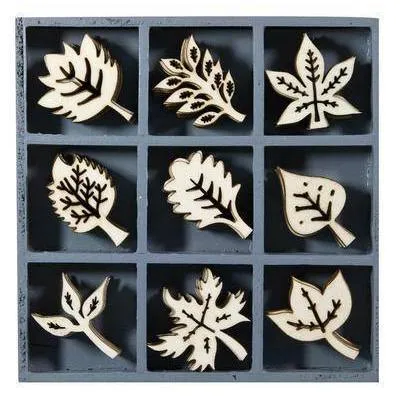 Wooden Decorations Embellishments Toppers - Leaves