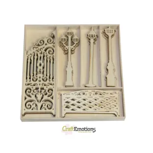 Wooden Shapes Embellishments Toppers - Fence Lantern Gates Intricate Cut