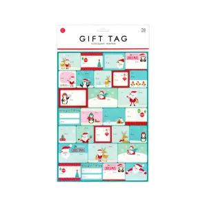 Xmas Sticker Gift Tag Glitter 28pcs