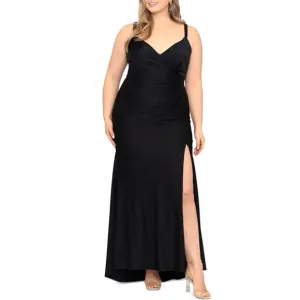Xscape Black Jersey Knit Womens Plus Size V-Neck Strappy Evening Dress Size 18W
