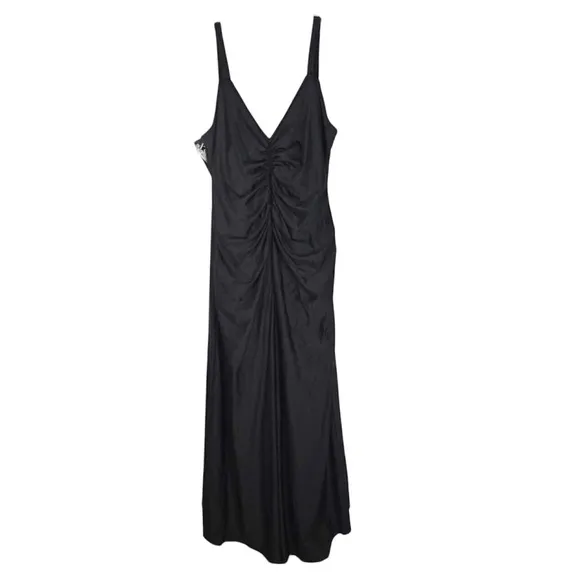 Xscape Black Jersey Knit Womens Plus Size V-Neck Strappy Evening Dress Size 18W