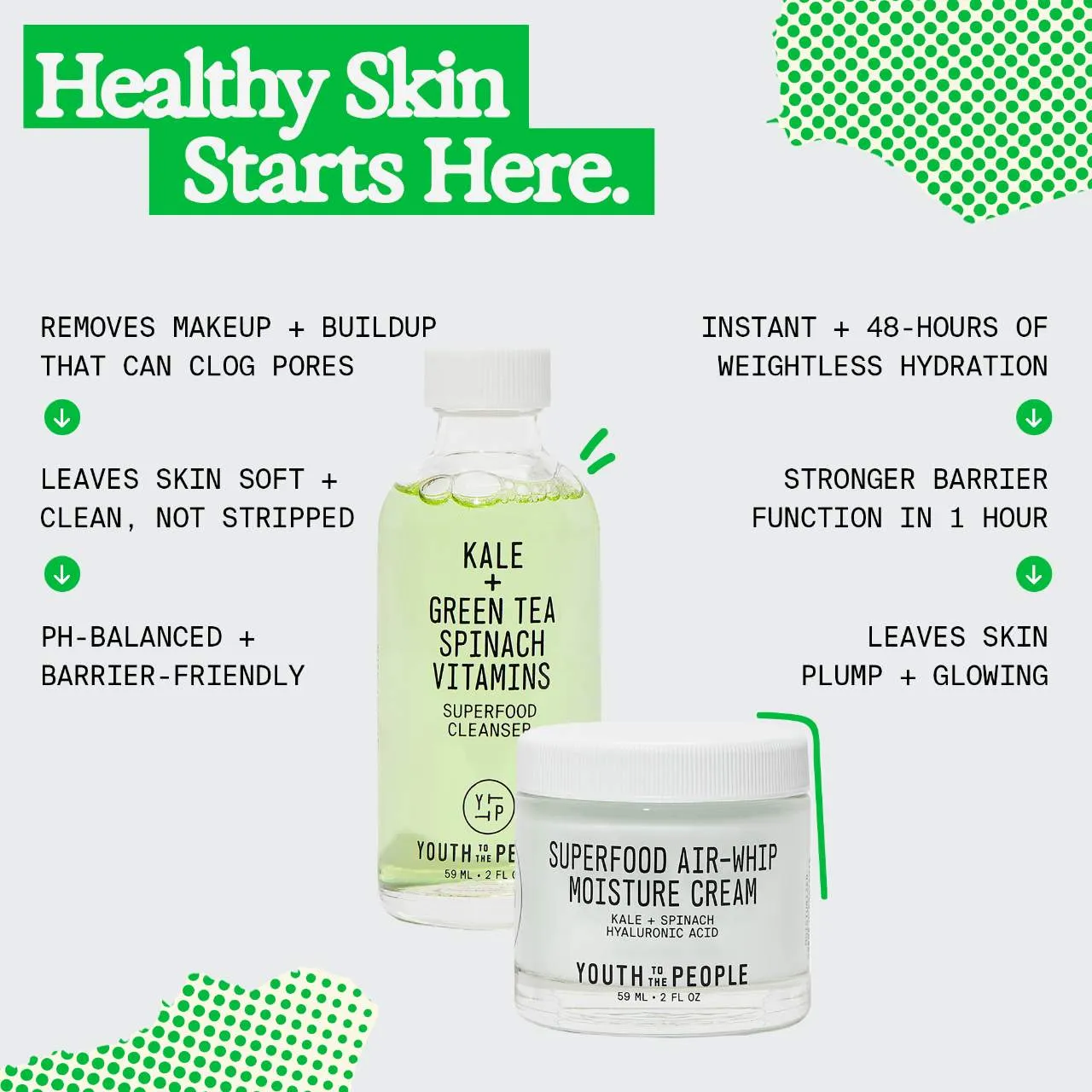 Youth To The People |  Superfood Daily Duo with Cleanser and Air-Whip Lightweight Face Moisturizer