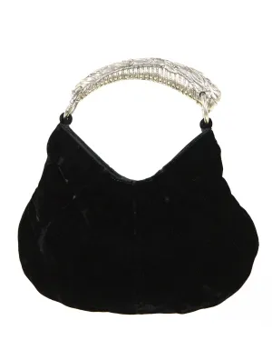 Yves Saint Laurent YSL Black Velvet Small Mombasa Bag