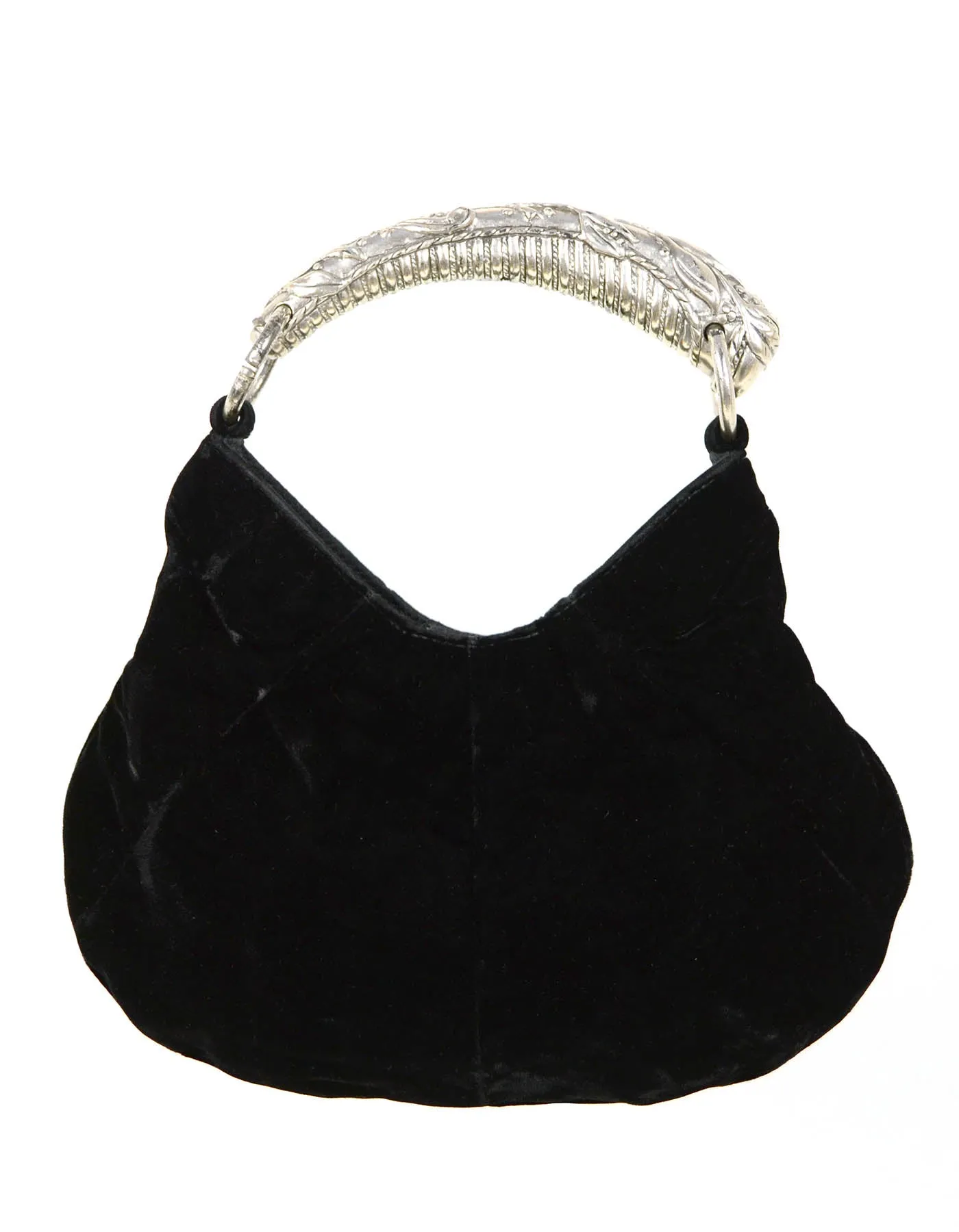 Yves Saint Laurent YSL Black Velvet Small Mombasa Bag