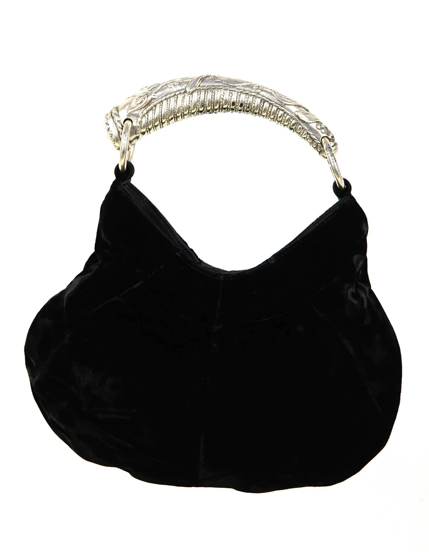 Yves Saint Laurent YSL Black Velvet Small Mombasa Bag