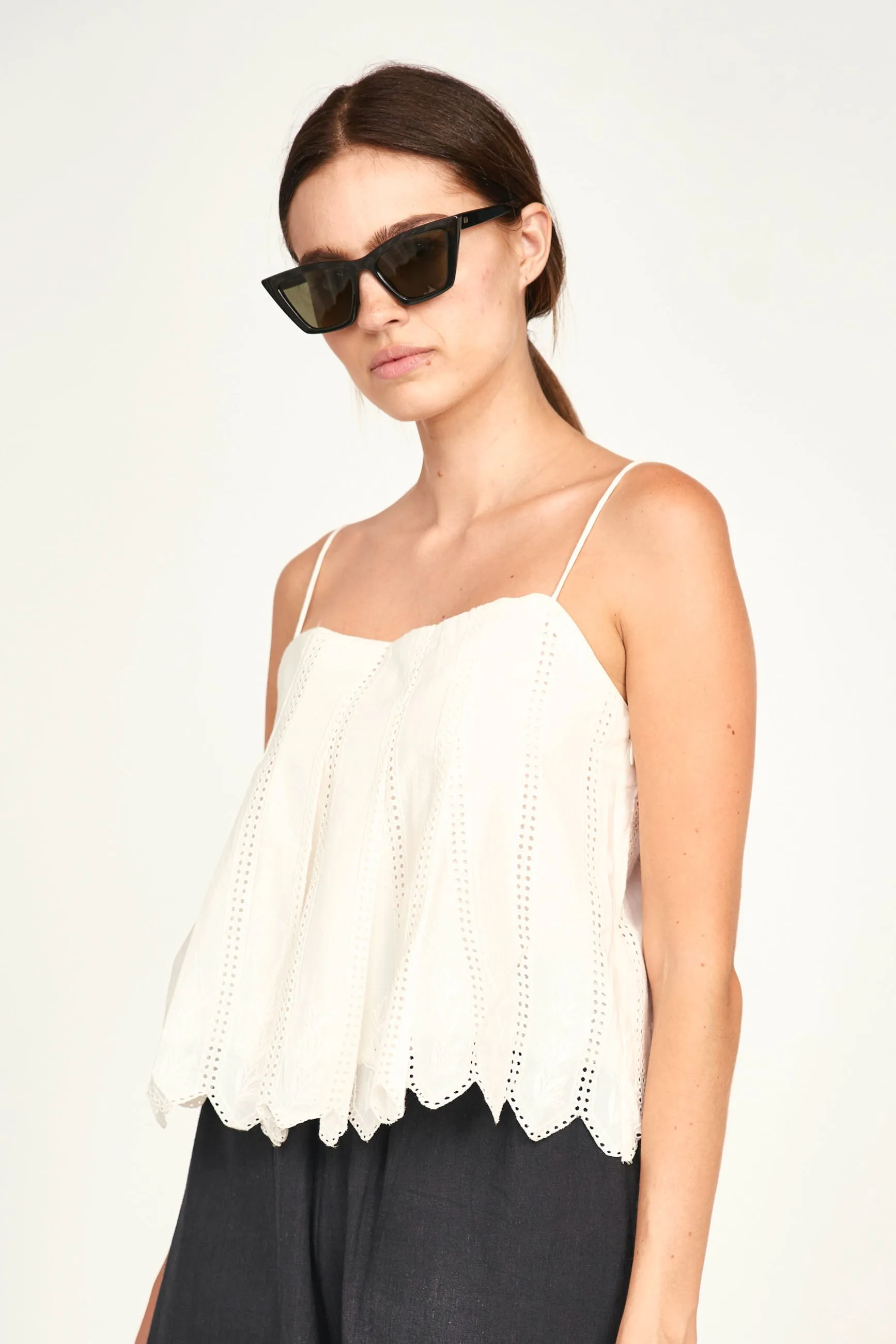 Zuma Cami in White Vine Eyelet