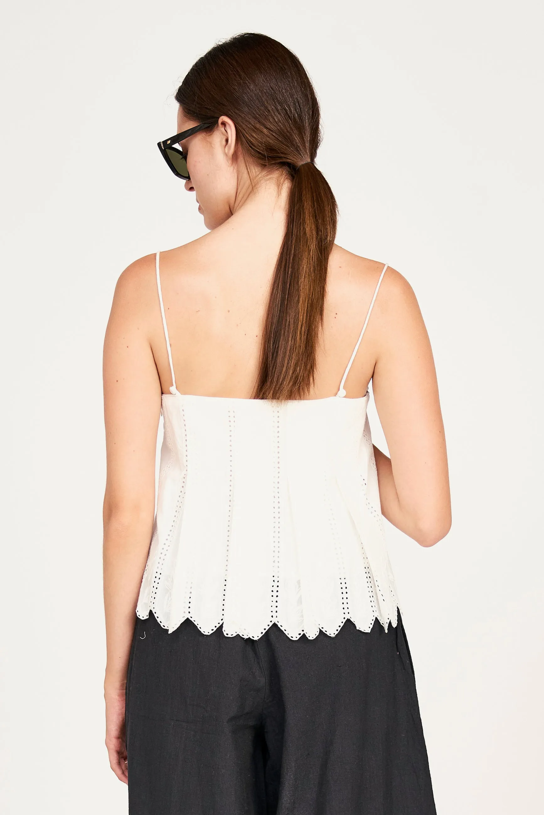 Zuma Cami in White Vine Eyelet