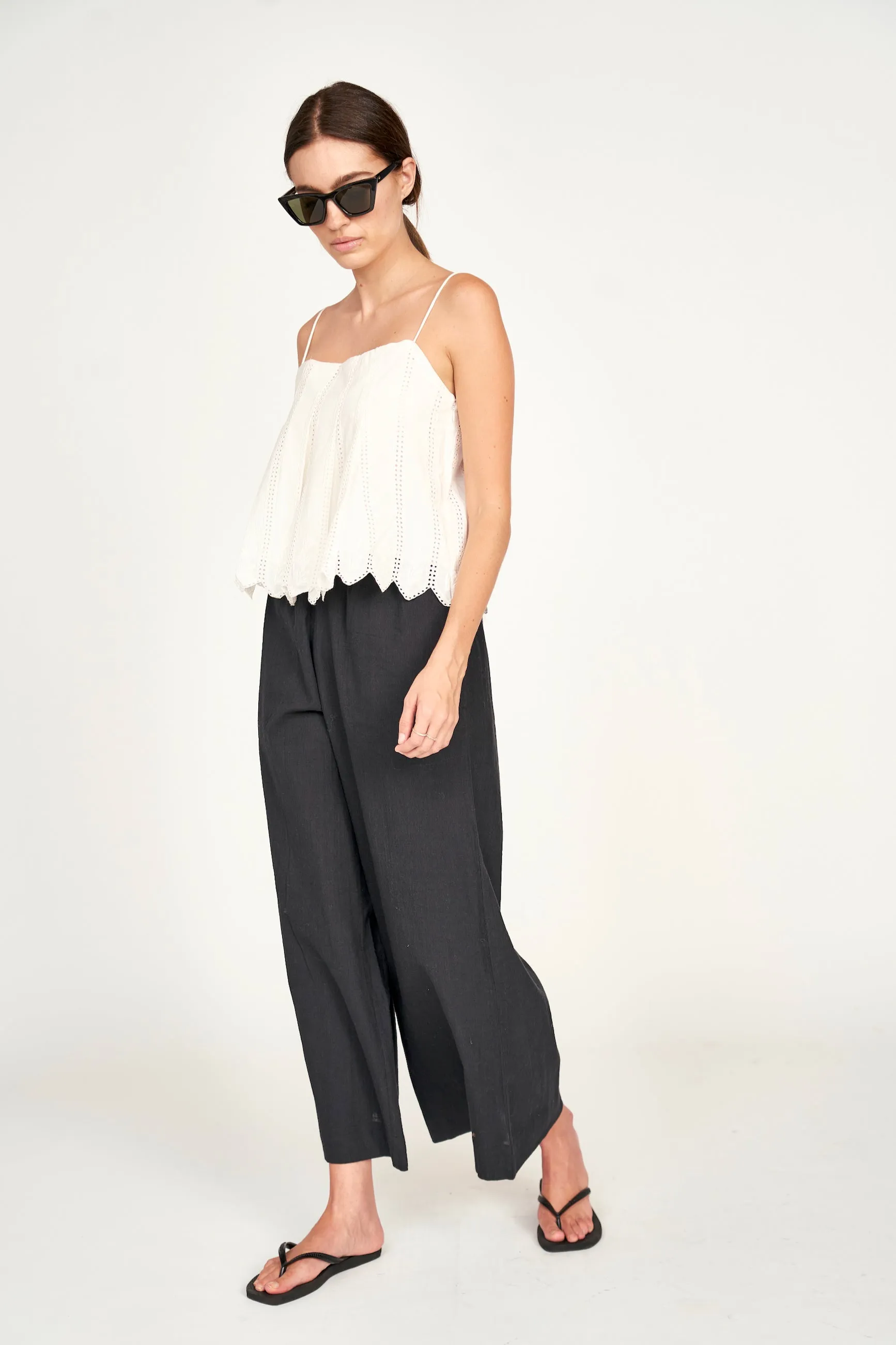 Zuma Cami in White Vine Eyelet